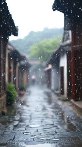 雨中的古巷