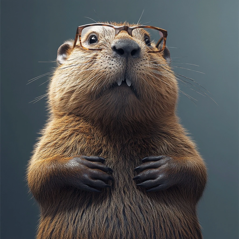 智慧海狸戴眼镜教学习