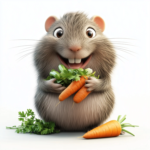 营养蔬菜陪伴的快乐水獭