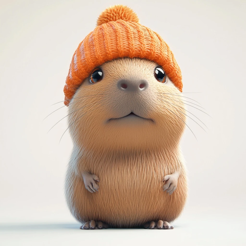 橙色豆帽水豚皱眉