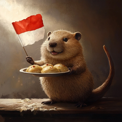 海狸挥旗享用波兰饺子