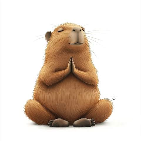 卡通水豚冥想图
