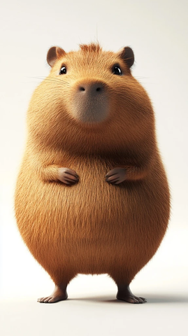 平静站立的圆肚可爱水豚