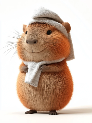 胖胖水豚毛巾头卡通造型