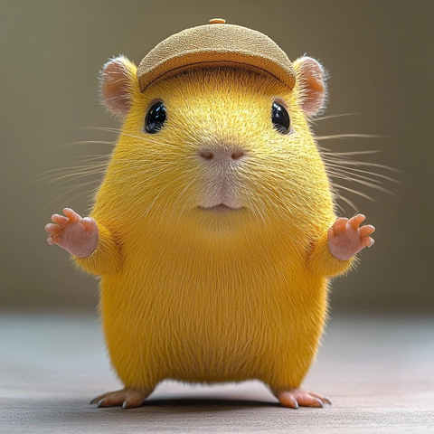 黄色帽皮卡丘风大眼水豚