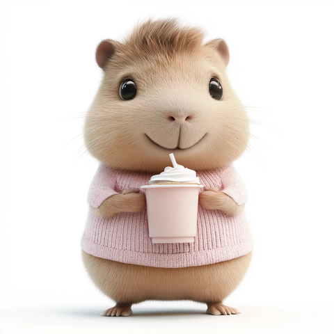 宝宝帽鼠手捧奶昔