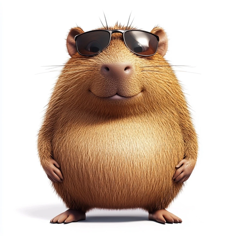 大头短毛水豚戴太阳镜