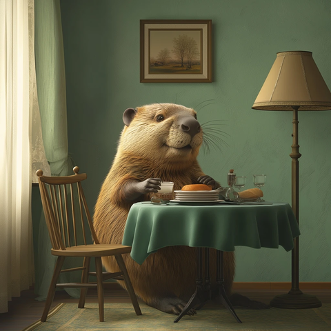 海狸餐桌等待客人