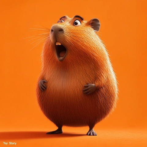 惊奇的拟人化大水豚玩偶