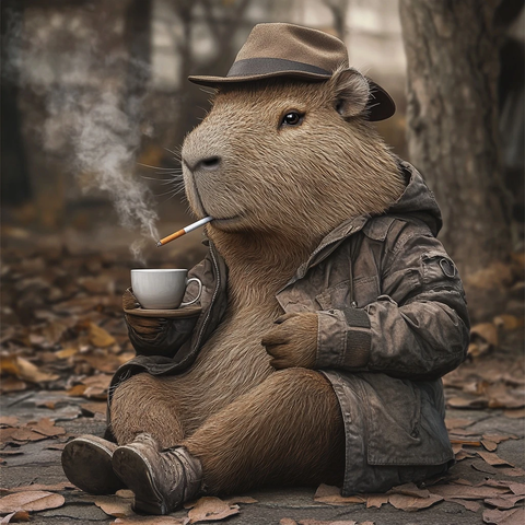 微笑的穿大衣帽的袋鼠