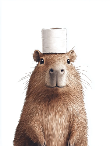 水豚头顶卫生纸平衡