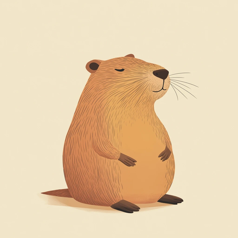 友善的可爱水豚休息图