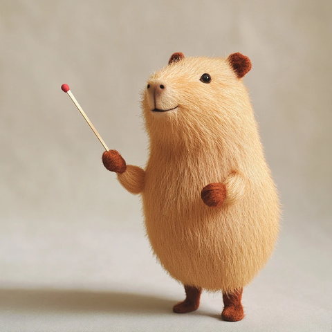 软萌河狸手持火柴玩偶