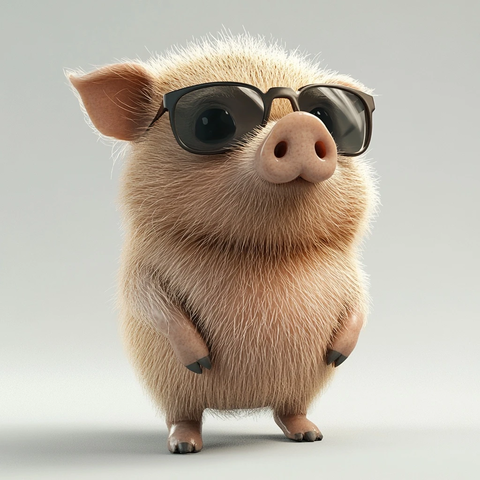 可爱小猪盲盒渲染