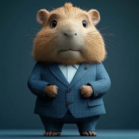 穿着蓝色西装的水豚