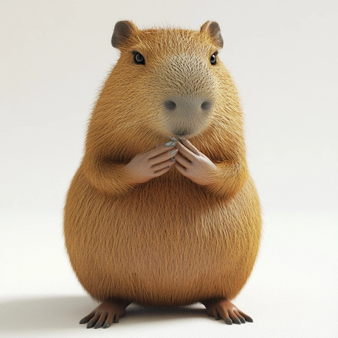 水豚双手摩擦全身照片