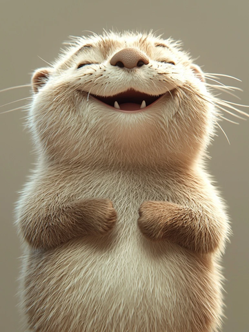 软厚毛绒水獭笑颜特写