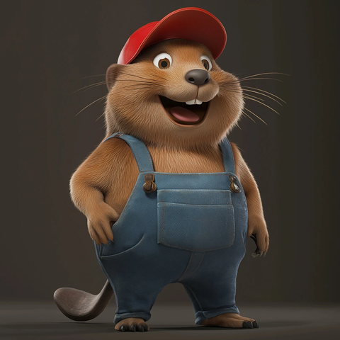 微笑水管工河狸穿工装