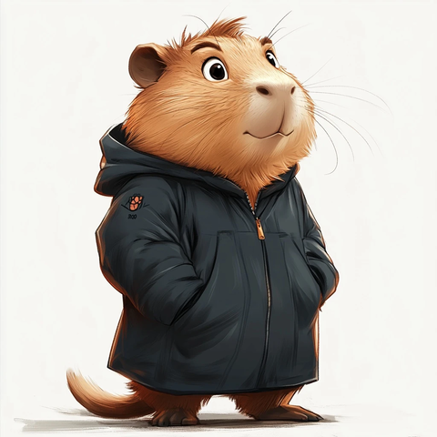 拟人化水豚运动装插画