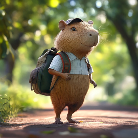 背书包的年轻水豚