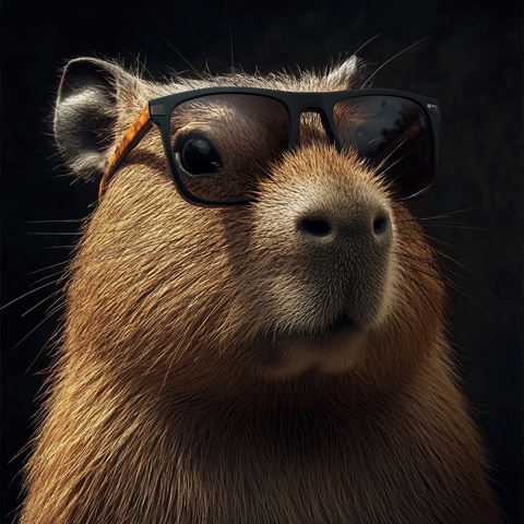 水豚戴墨镜黑色背景