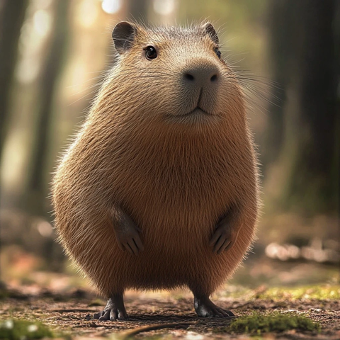 森林中的棕色可爱水豚