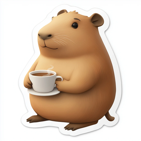 水豚咖啡贴纸