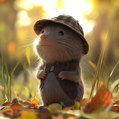 戴帽子的害羞鼹鼠