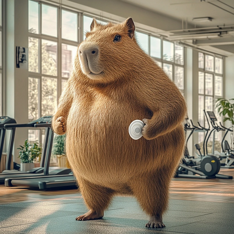 肌肉发达的卡皮巴拉在健身房