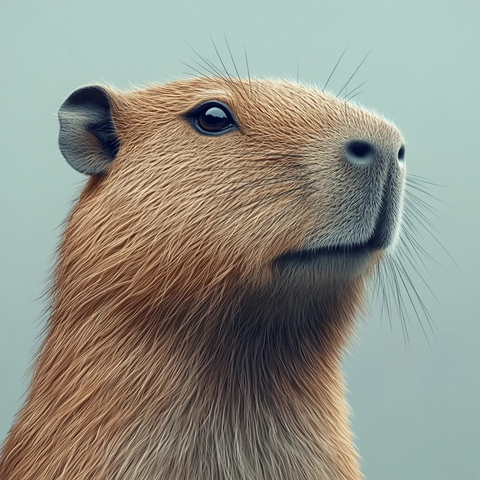 短毛真实水豚头像插画