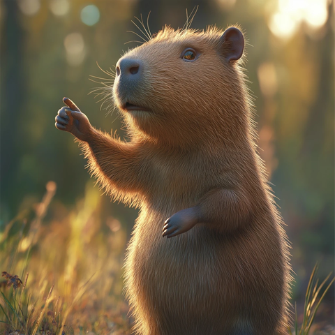 站立的树懒指向物体