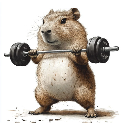 水豚健身矢量插画