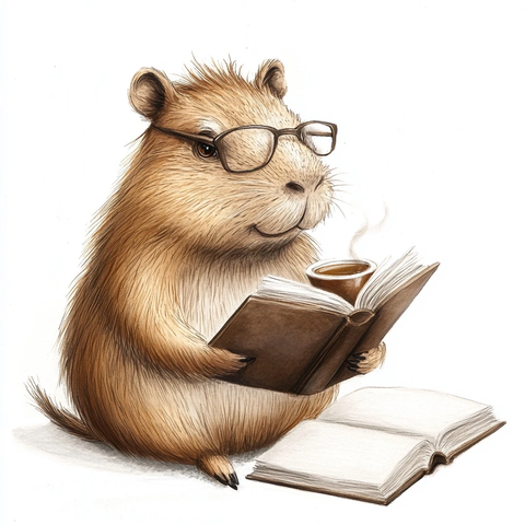 大水鼠喝咖啡戴眼镜读小说