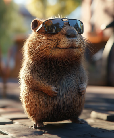 戴墨镜的河狸模型