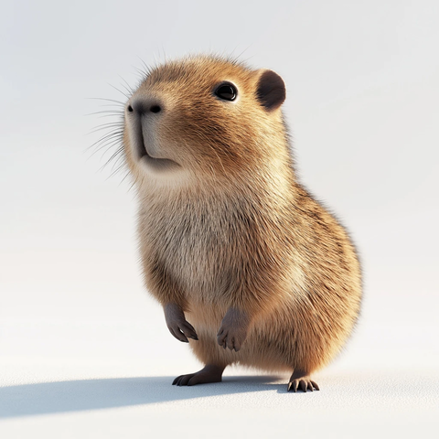 静立的动漫水豚侧面