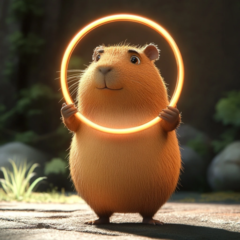 水豚手持大圆环形象