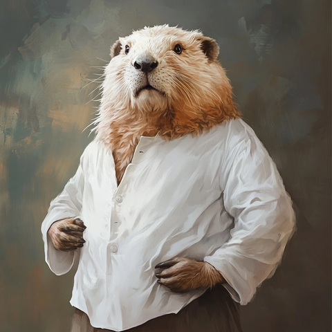 白毛老海狸白色长袖