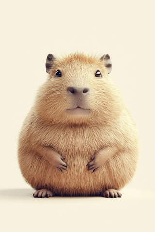 圆润可爱毛茸茸的可爱水豚