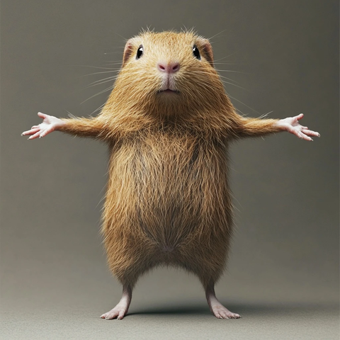 长臂长腿的拟人化豚鼠