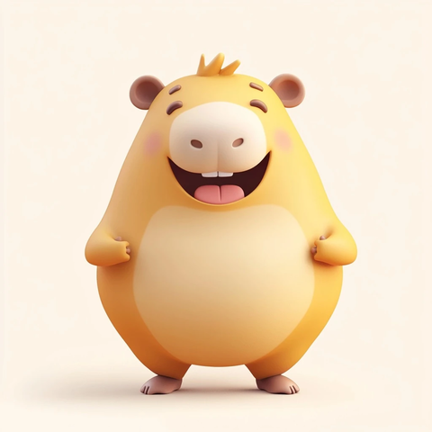 陶瓷风格黄皮毛球快乐表情