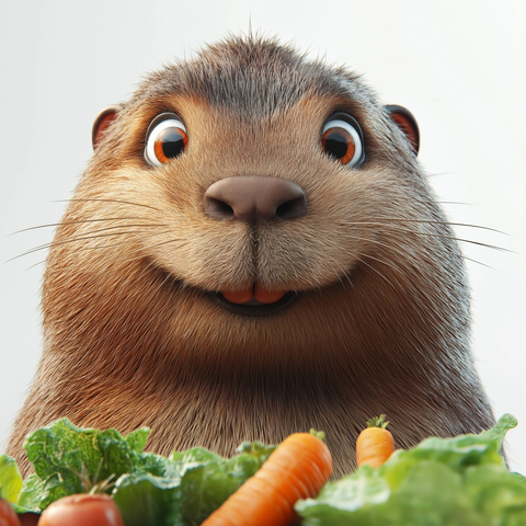 营养丰富的水獭与蔬菜