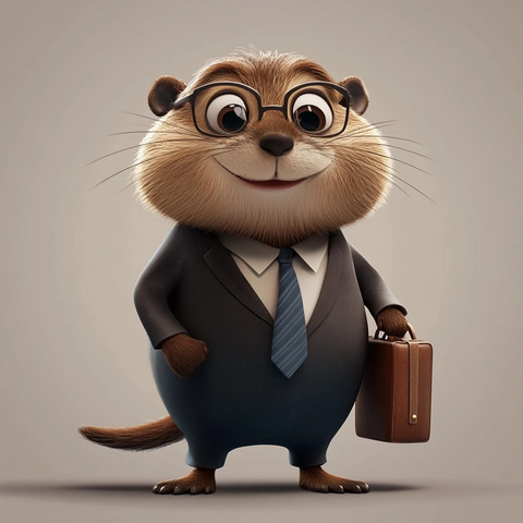 拟人化河狸穿西装提公文包