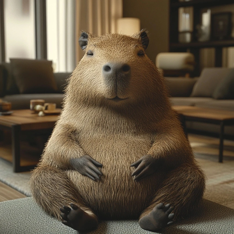 舒适客厅中的惬意水豚