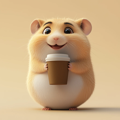 仓鼠握咖啡微笑
