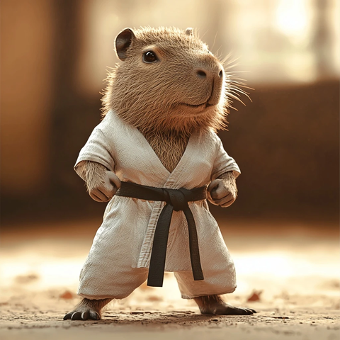 可爱卡皮巴拉站立格斗背景