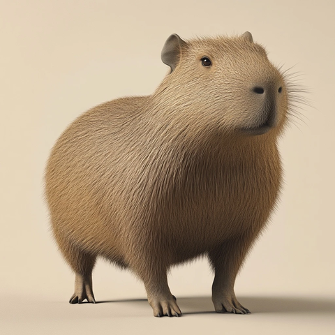 平滑背景前的水豚