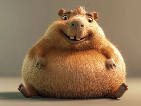 米尔林卡皮巴拉躺卧绒毛肚