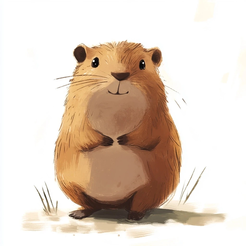 白底卡皮巴拉简单插画