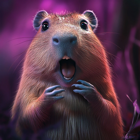 惊讶的帽鼠凝视镜头