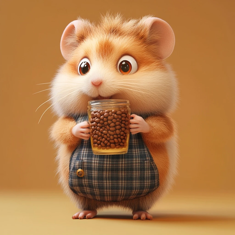 可爱仓鼠手握咖啡豆全貌图